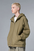High-Stretch Fleece Zip-Up Hoodie - Mud Green