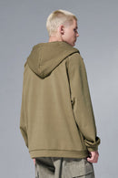 High-Stretch Fleece Zip-Up Hoodie - Mud Green