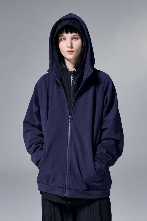 High-Stretch Fleece Zip-Up Hoodie - Eclipse Blue