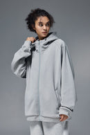 High-Stretch Fleece Zip-Up Hoodie - Stone Gray
