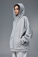 High-Stretch Fleece Zip-Up Hoodie - Stone Gray