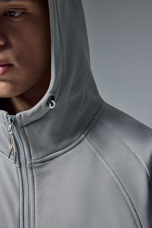 High-Stretch Fleece Zip-Up Hoodie - Stone Gray