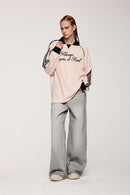 Vintage Washed Wide-Leg Denim - Light Gray