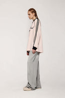 Washed Five-Pocket Wide Straight-Leg Denim Pants in Light Gray - product detail close-up