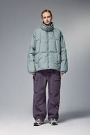 High-Neck Utility Puffer Jacket - Green