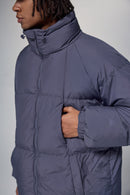 High-Neck Utility Puffer Jacket - Purple