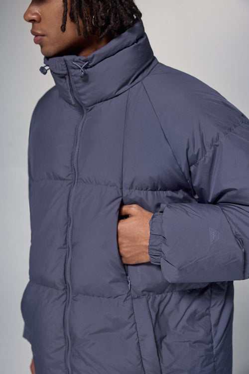 High-Neck Utility Puffer Jacket - Purple