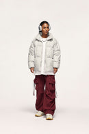High-Neck Utility Puffer Jacket - White