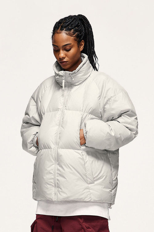 High-Neck Utility Puffer Jacket - White