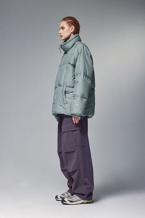 High-Neck Utility Puffer Jacket - Green