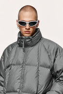 High-Neck Utility Puffer Jacket - Gray