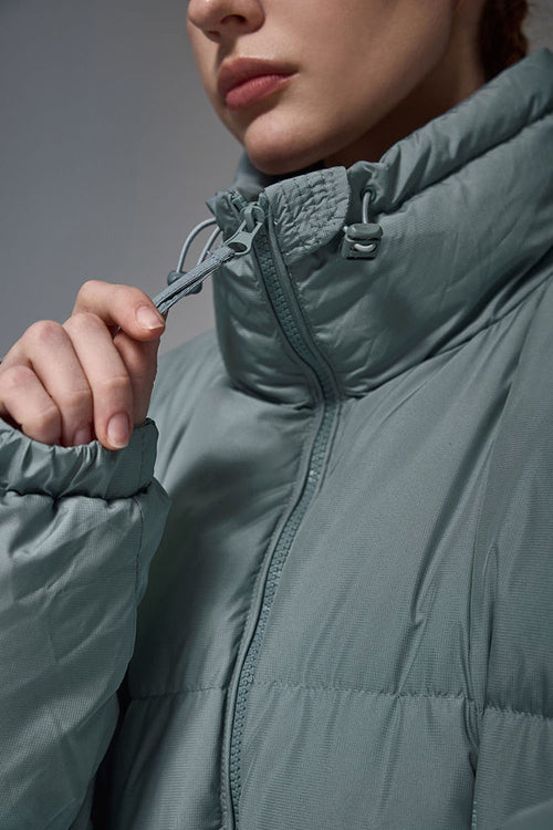 High-Neck Utility Puffer Jacket - Green
