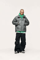 High-Neck Utility Puffer Jacket - Gray