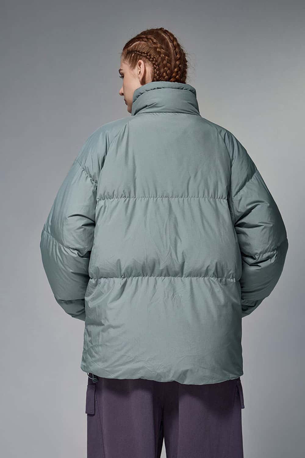 High-Neck Utility Puffer Jacket - Green