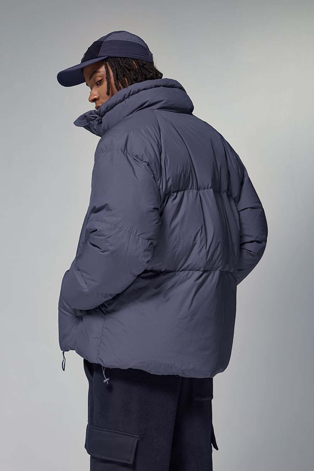 High-Neck Utility Puffer Jacket - Purple