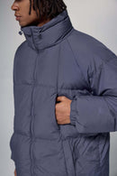 High-Neck Utility Puffer Jacket - Purple