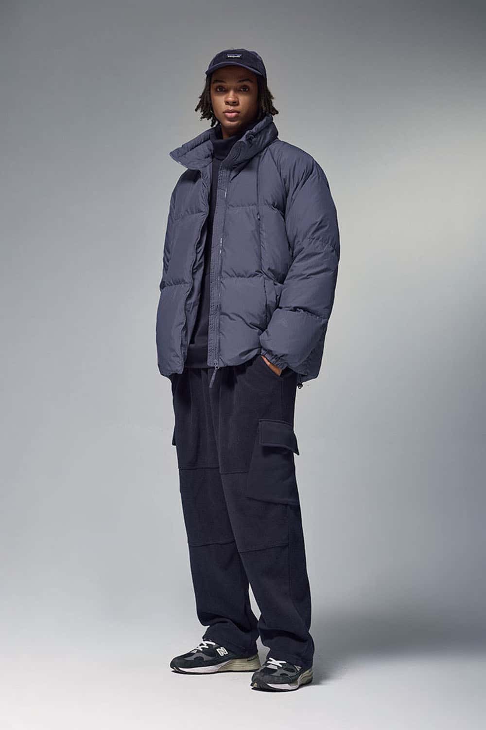 High-Neck Utility Puffer Jacket - Purple
