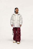 High-Neck Utility Puffer Jacket - White