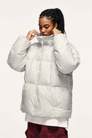 High-Neck Utility Puffer Jacket - White