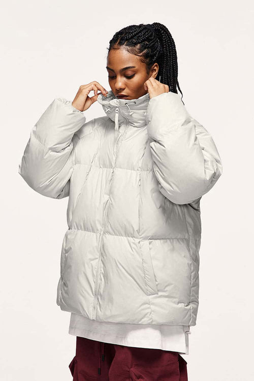 High-Neck Utility Puffer Jacket - White