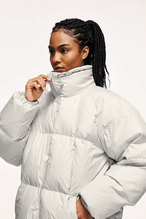 High-Neck Utility Puffer Jacket - White