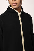 Retro Athletic Double-Zip Track Jacket - Active Black
