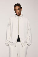 Retro Athletic Double-Zip Track Jacket - Flower Gray