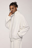 Retro Athletic Double-Zip Track Jacket - Flower Gray