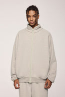 Retro Athletic Double-Zip Track Jacket - Heather Gray