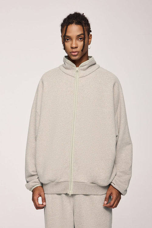 Retro Athletic Double-Zip Track Jacket - Heather Gray