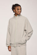 Retro Athletic Double-Zip Track Jacket - Heather Gray