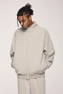 Retro Athletic Double-Zip Track Jacket - Heather Gray