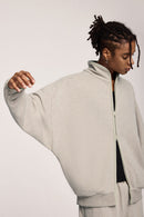 Retro Athletic Double-Zip Track Jacket - Heather Gray