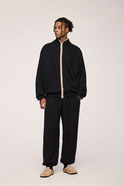 Retro Athletic Double-Zip Track Jacket - Active Black