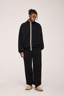 Retro Athletic Double-Zip Track Jacket - Active Black