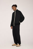 Retro Athletic Double-Zip Track Jacket - Active Black