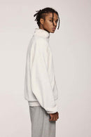 Heavyweight Two-Way Zip Stand-Collar Track Jacket in Flower Gray - front product view