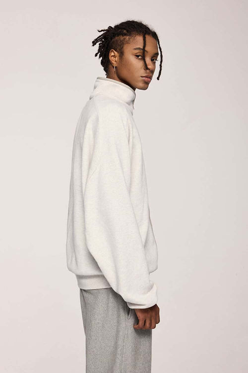 Heavyweight Two-Way Zip Stand-Collar Track Jacket in Flower Gray - front product view
