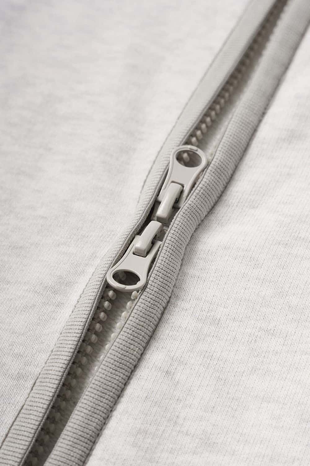 Heavyweight Two-Way Zip Stand-Collar Track Jacket in Flower Gray - product detail close-up