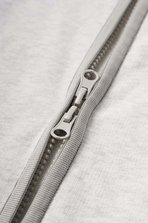 Heavyweight Two-Way Zip Stand-Collar Track Jacket in Flower Gray - product detail close-up