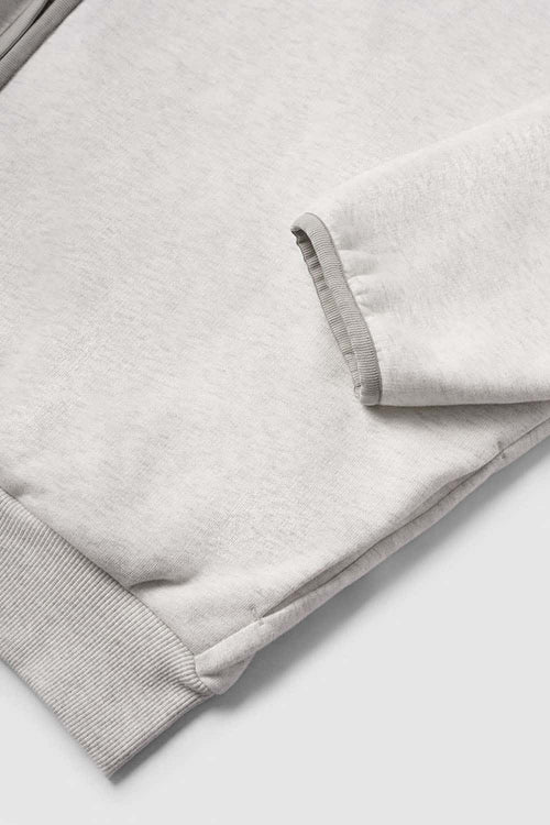 Heavyweight Two-Way Zip Stand-Collar Track Jacket in Flower Gray - product detail close-up