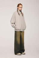 Heavyweight Two-Way Zip Stand-Collar Track Jacket in Heather Gray - front product view