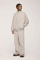 Heavyweight Two-Way Zip Stand-Collar Track Jacket in Heather Gray - front product view