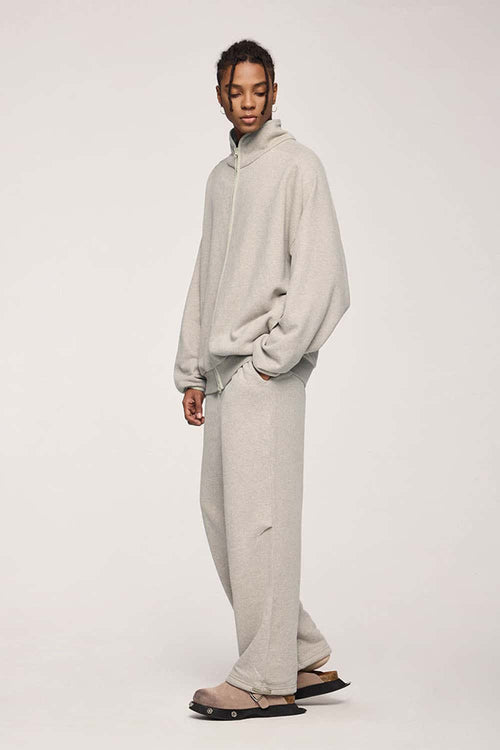 Heavyweight Two-Way Zip Stand-Collar Track Jacket in Heather Gray - front product view