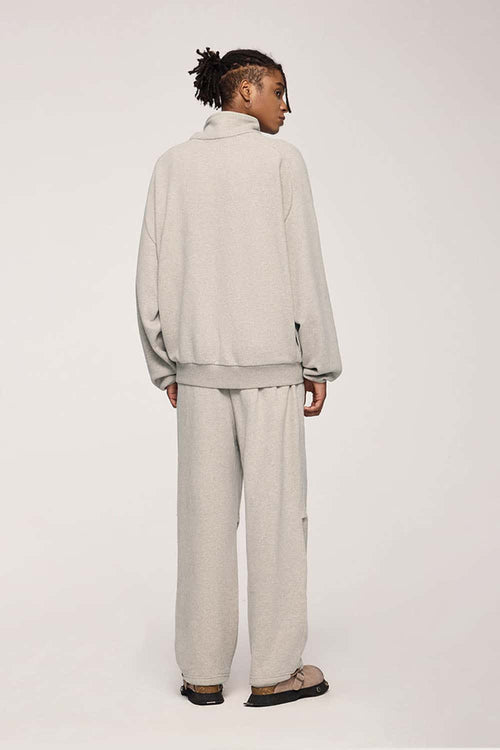 Heavyweight Two-Way Zip Stand-Collar Track Jacket in Heather Gray - back product view