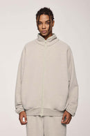 Heavyweight Two-Way Zip Stand-Collar Track Jacket in Heather Gray - front product view