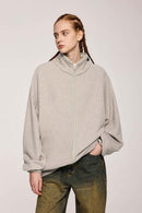 Heavyweight Two-Way Zip Stand-Collar Track Jacket in Heather Gray - front product view