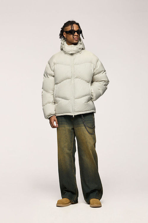 Packable Loose-Fit Hooded Down Jacket - Apricot