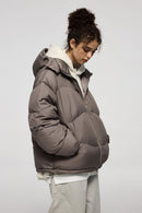 Packable Loose-Fit Hooded Down Jacket - Brown