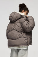 Packable Loose-Fit Hooded Down Jacket - Brown